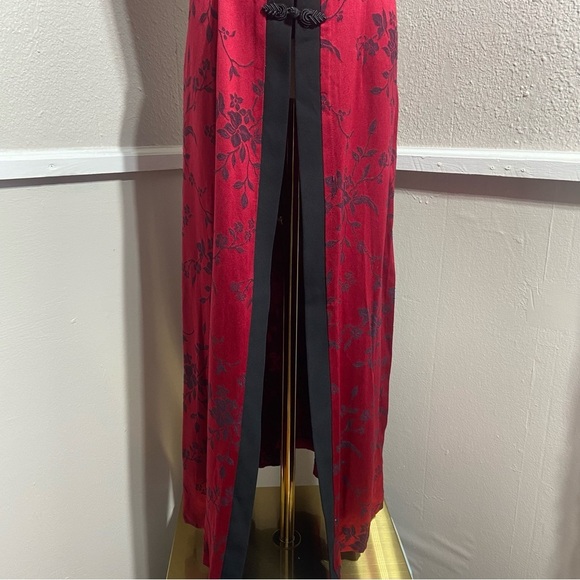 Vintage Sheri Martin Cheongsam Qipao Robe Jacket Collar Red Black Size 12 - Picture 8 of 12